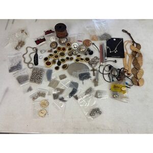 Huge Mixed Jewelry Making & Leathercraft Supply Lot Beads Conchos Findings